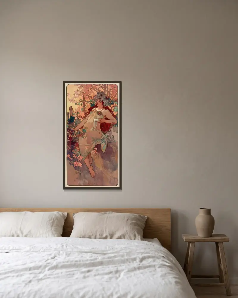 Roční období – podzim, Alphonse Mucha v rámu na stěně