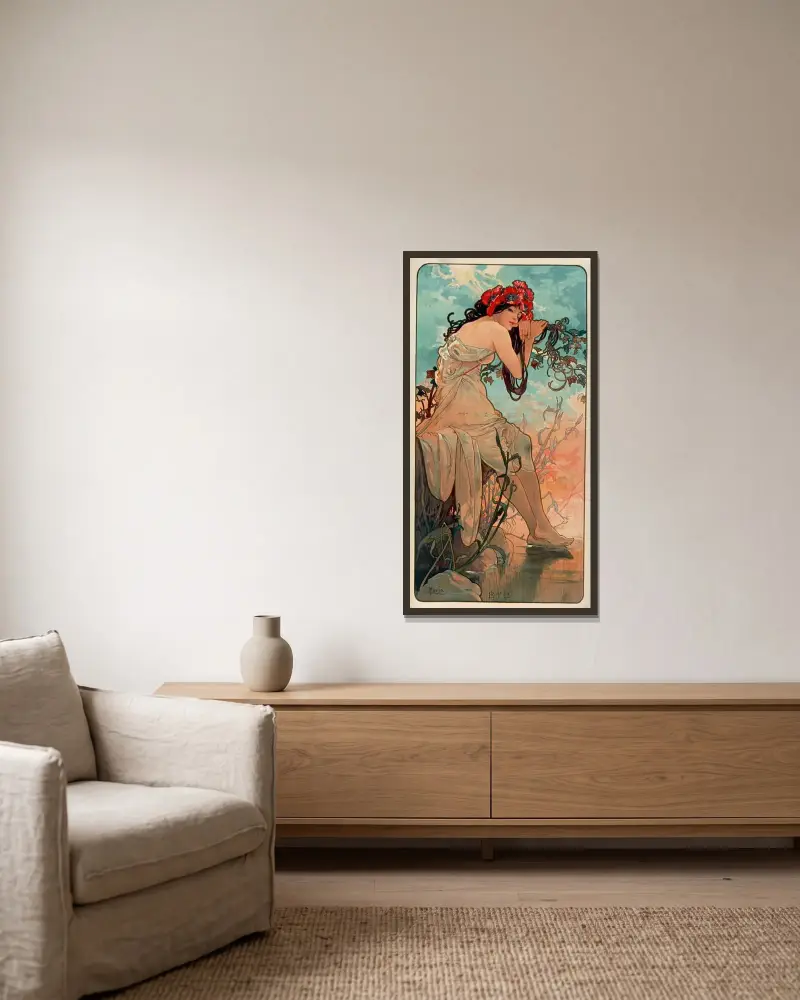Roční období – Léto, Alphonse Mucha v rámu na stěně