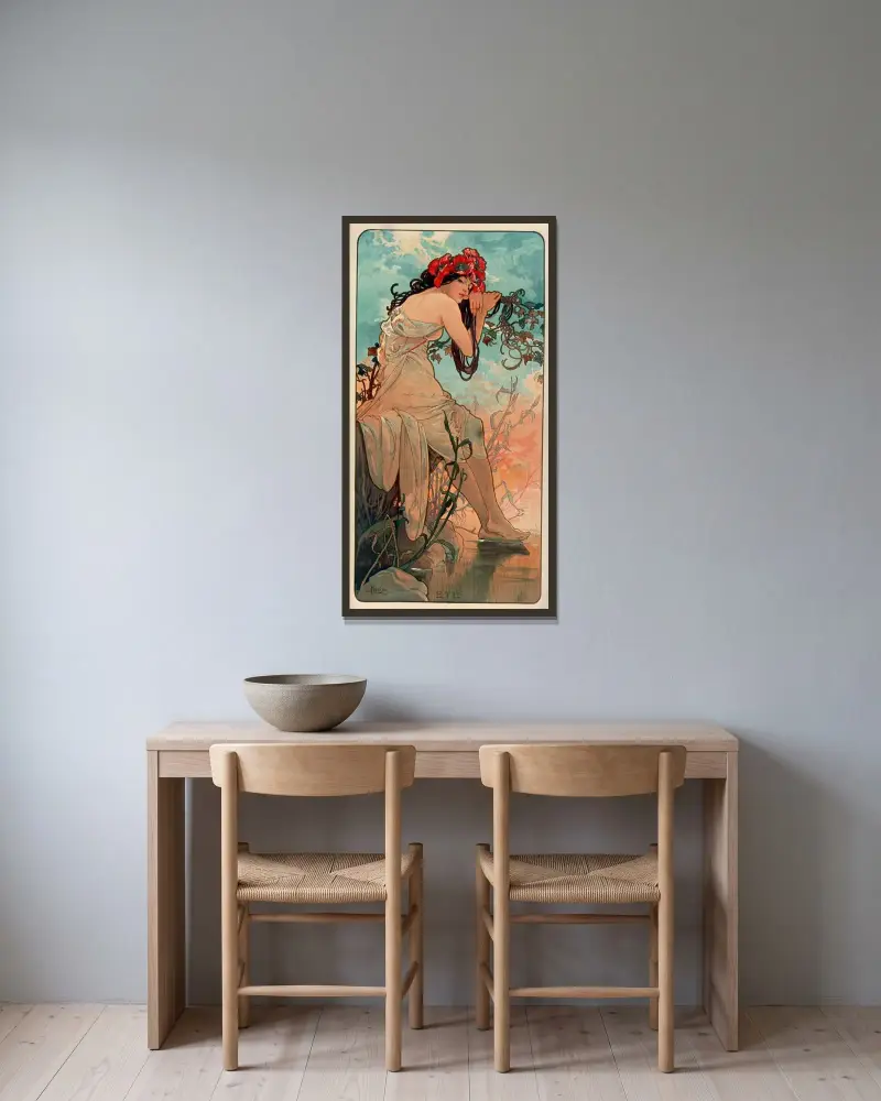 Roční období – Léto, Alphonse Mucha v rámu na stěně