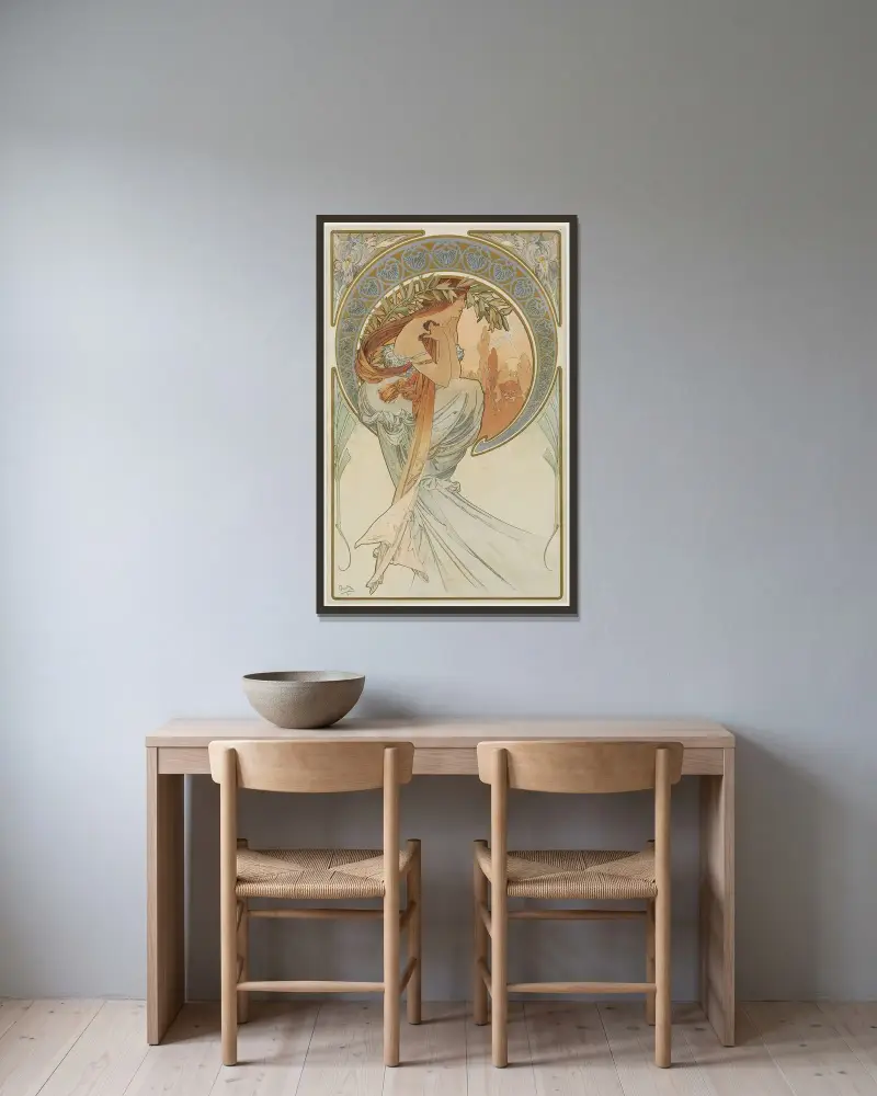Umění 4, Alphonse Mucha v rámu na stěně