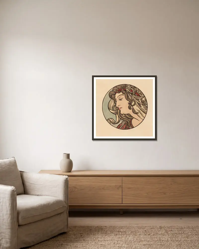 Vitrail pour la façade de la boutique Fouquet – nr 3 av Alphonse Mucha inramad på en vägg