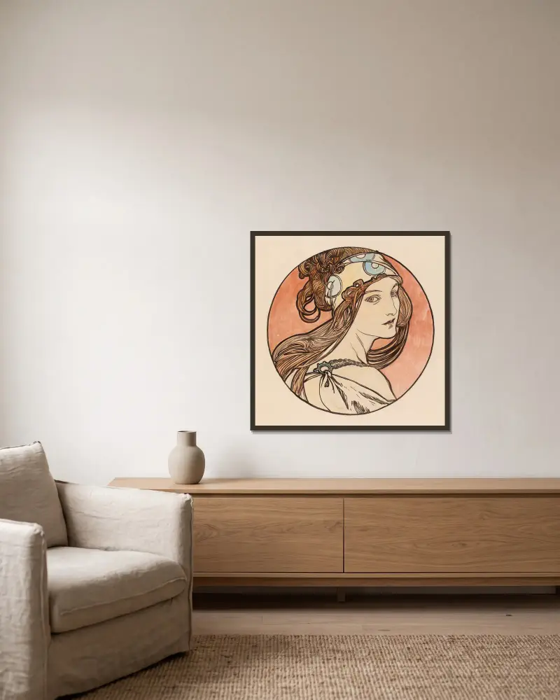 Vitrail pour la façade de la boutique Fouquet – nr 5 av Alphonse Mucha inramad på en vägg