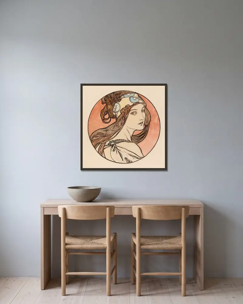 Vitrail pour la façade de la boutique Fouquet – nr 5 av Alphonse Mucha inramad på en vägg