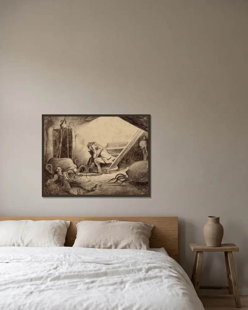 Der Tod des Vikars von Henrique Alvim Corrêa gerahmt an einer Wand