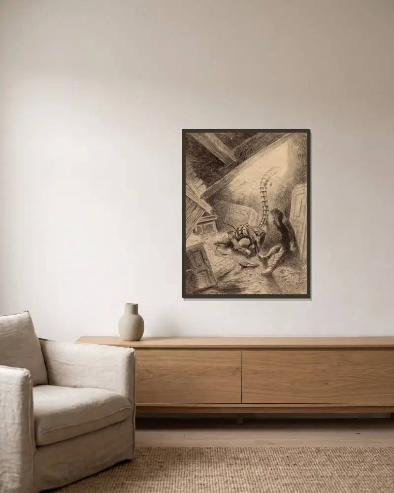 Hand, die einen Menschen packt von Henrique Alvim Corrêa gerahmt an einer Wand