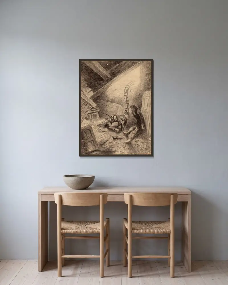 Hand, die einen Menschen packt von Henrique Alvim Corrêa gerahmt an einer Wand