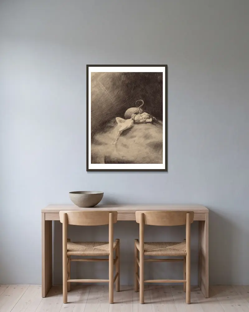 Martian Gets the Girl av Henrique Alvim Corrêa inramad på en vägg