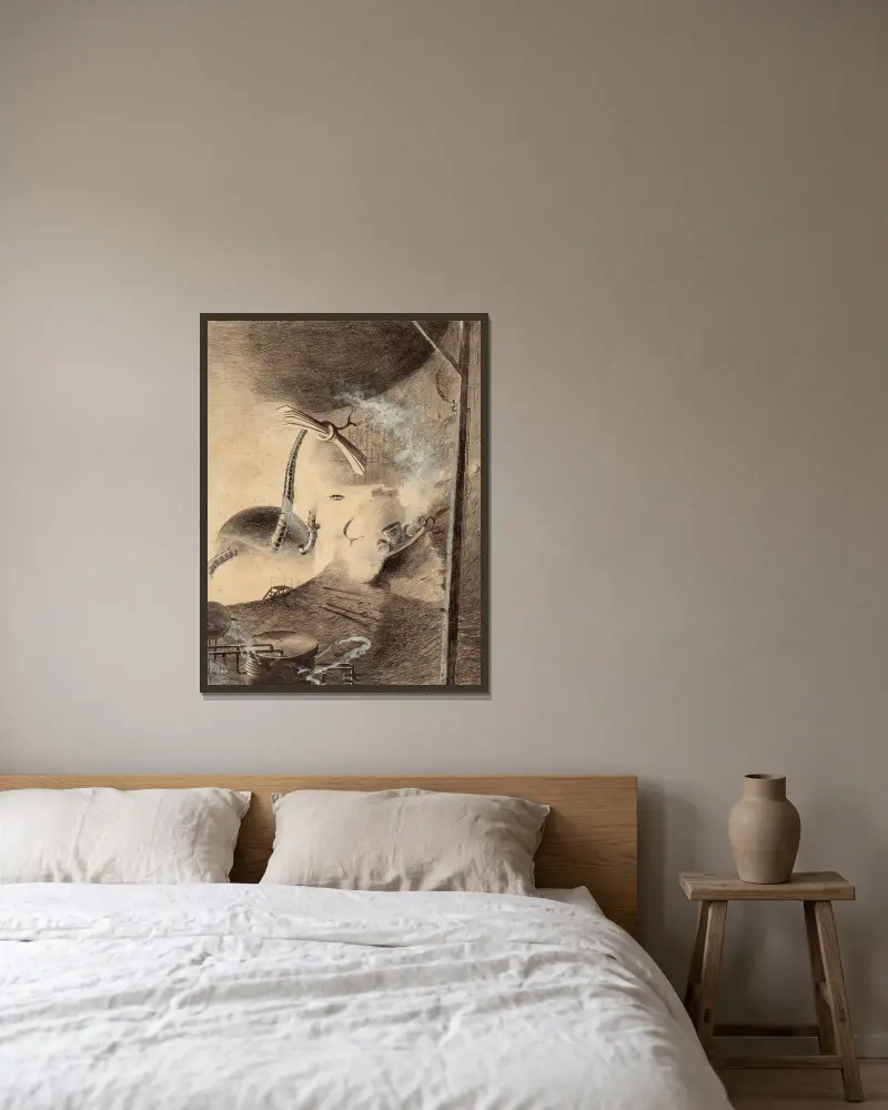Marsianer Behandler von Henrique Alvim Corrêa gerahmt an einer Wand