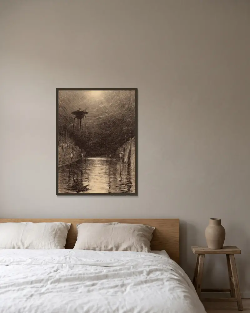 Marsianische Maschine über der Themse von Henrique Alvim Corrêa gerahmt an einer Wand