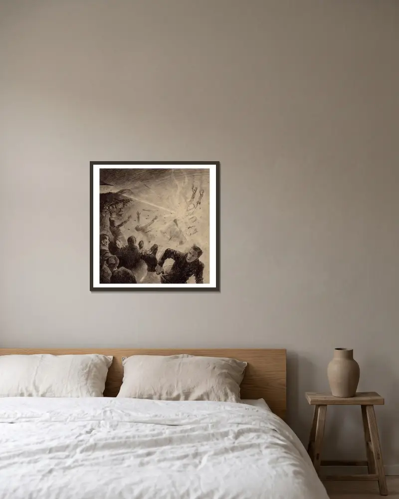 Die Marsianer greifen an von Henrique Alvim Corrêa gerahmt an einer Wand