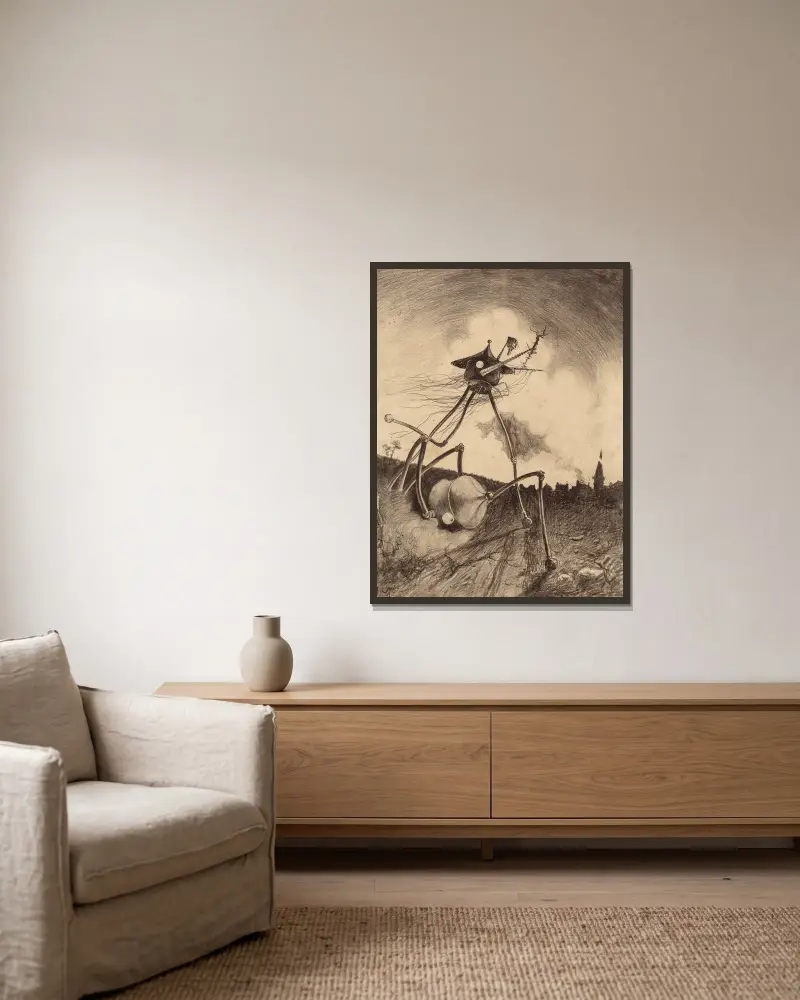 Marsianer på frammarsch von Henrique Alvim Corrêa gerahmt an einer Wand