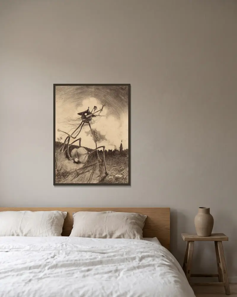 Marsianer på frammarsch von Henrique Alvim Corrêa gerahmt an einer Wand
