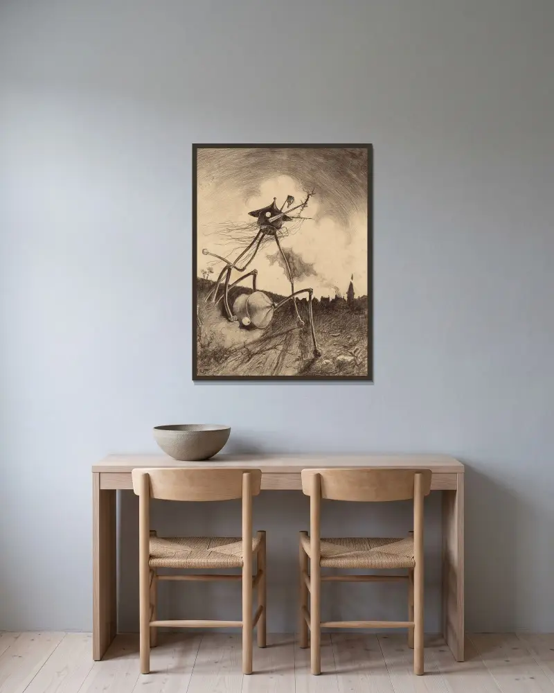 Marsianer på frammarsch von Henrique Alvim Corrêa gerahmt an einer Wand