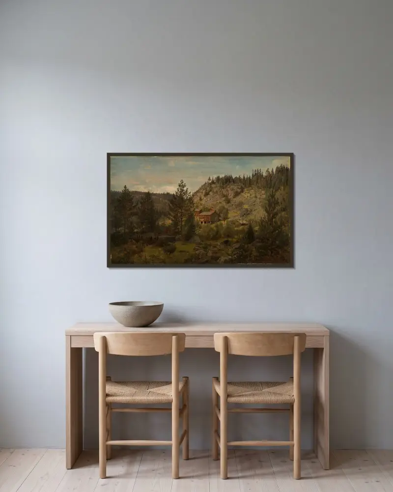 Aadal. Vinje, Telemark av Amaldus Nielsen inramad på en vägg