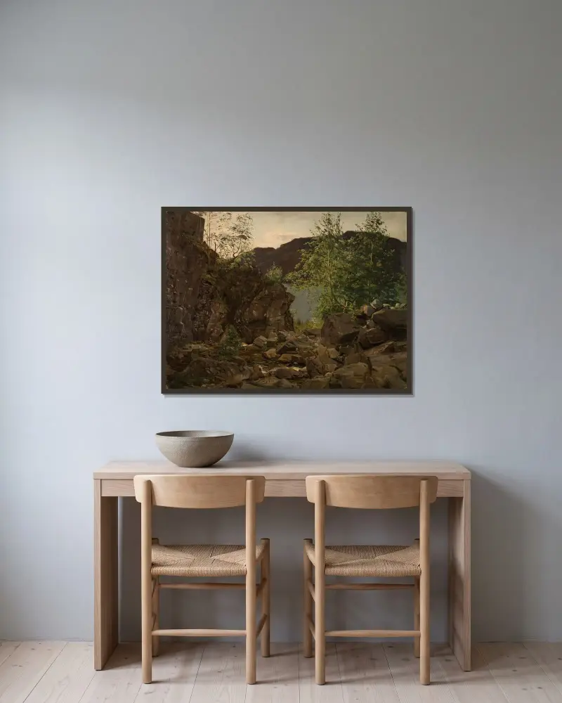 Aarhus, Suldal, Ryfylke av Amaldus Nielsen inramad på en vägg