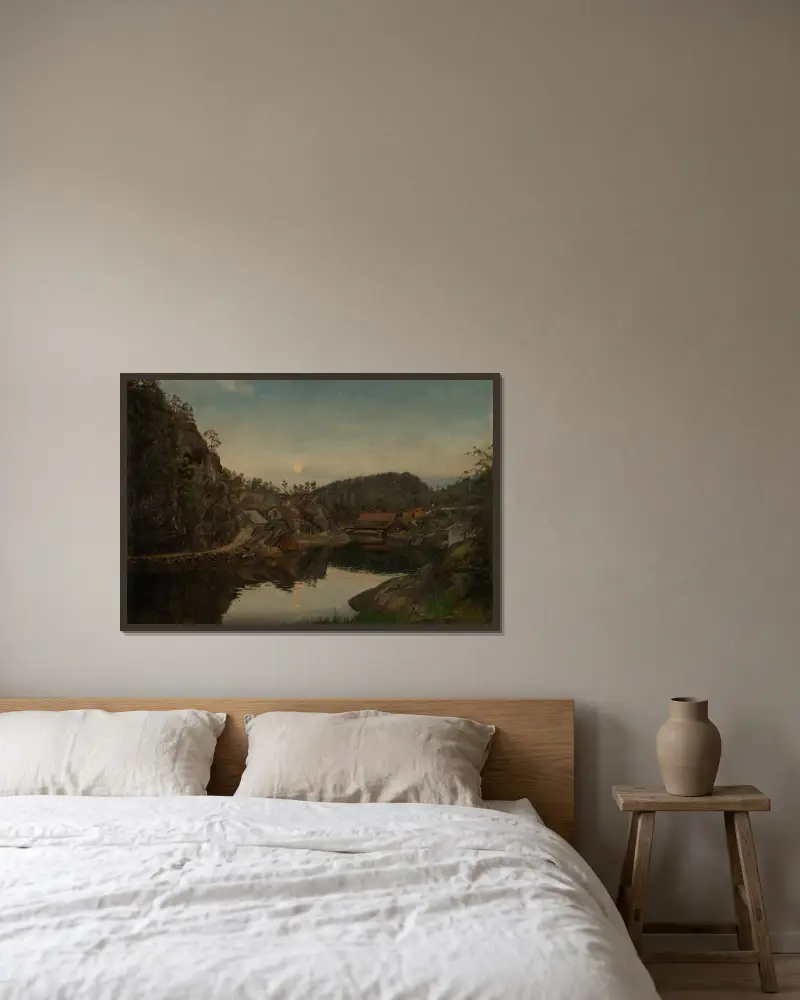 Večer. Mindalen, Risør, Amaldus Nielsen v rámu na stěně