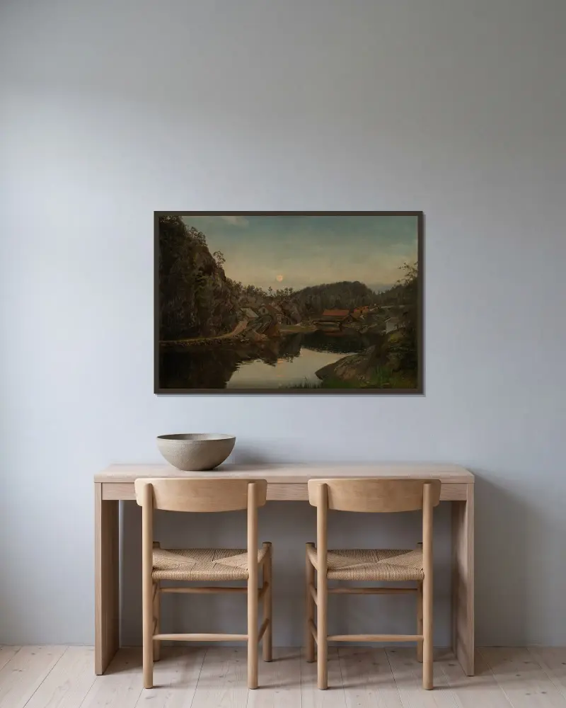 Večer. Mindalen, Risør, Amaldus Nielsen v rámu na stěně