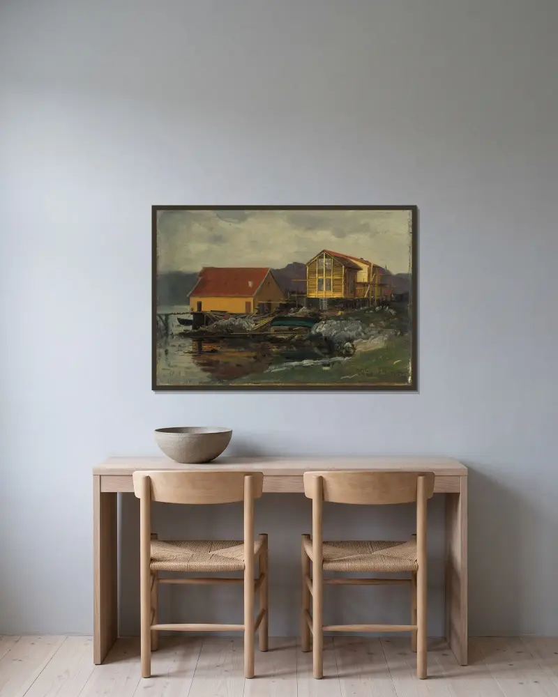 Efter ösregn av Amaldus Nielsen inramad på en vägg