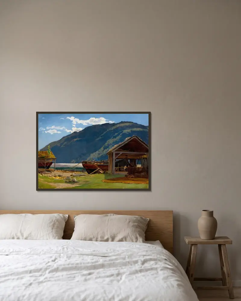Fra Eide, Hardanger av Amaldus Nielsen inramad på en vägg