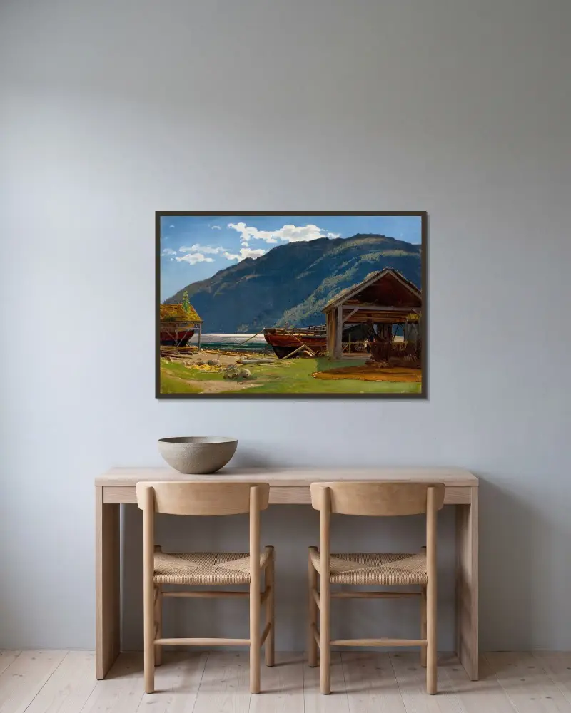 Fra Eide, Hardanger av Amaldus Nielsen inramad på en vägg