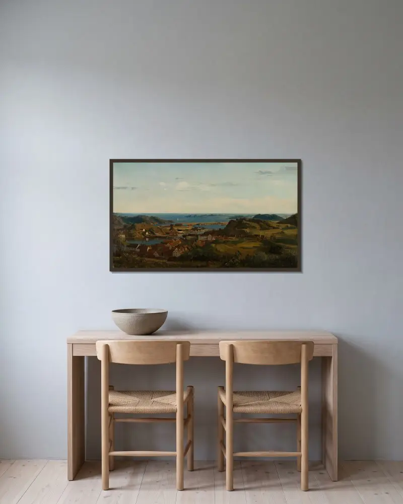 Från Gjertsbjerg, Mandal av Amaldus Nielsen inramad på en vägg