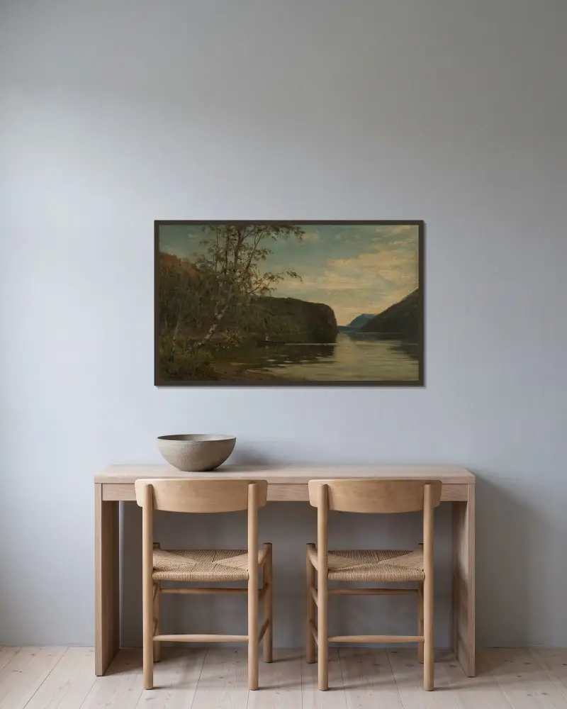 Från Hornindalsvannet, Nordfjord av Amaldus Nielsen inramad på en vägg