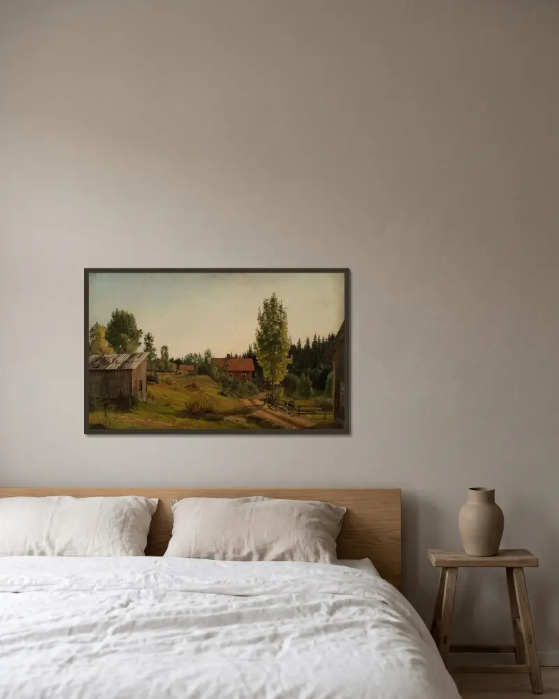 Från Oklungen, Porsgrunn av Amaldus Nielsen inramad på en vägg
