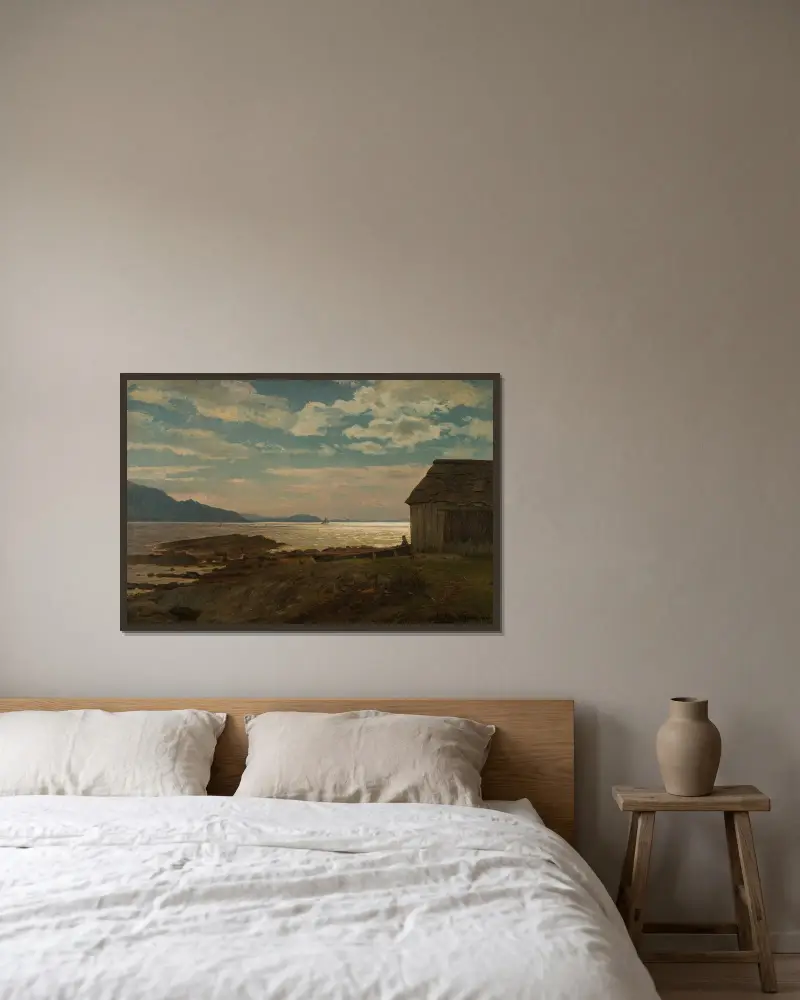 Fra Ølvestranden, Hardanger av Amaldus Nielsen inramad på en vägg
