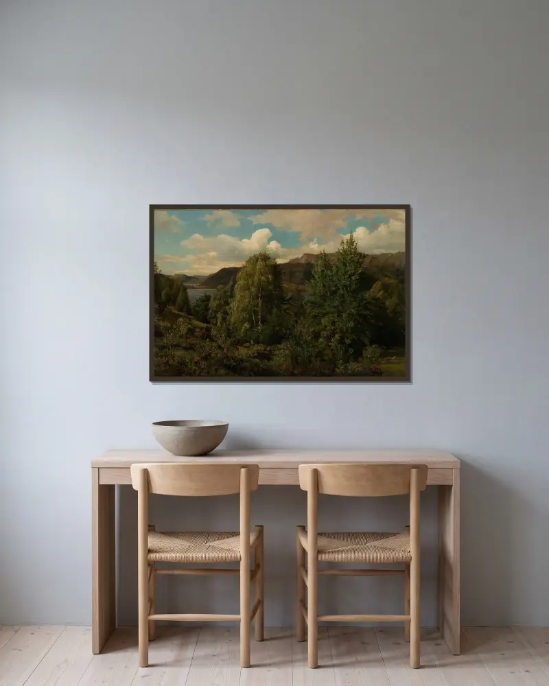 Fra Skogsfjord, Mandal av Amaldus Nielsen inramad på en vägg