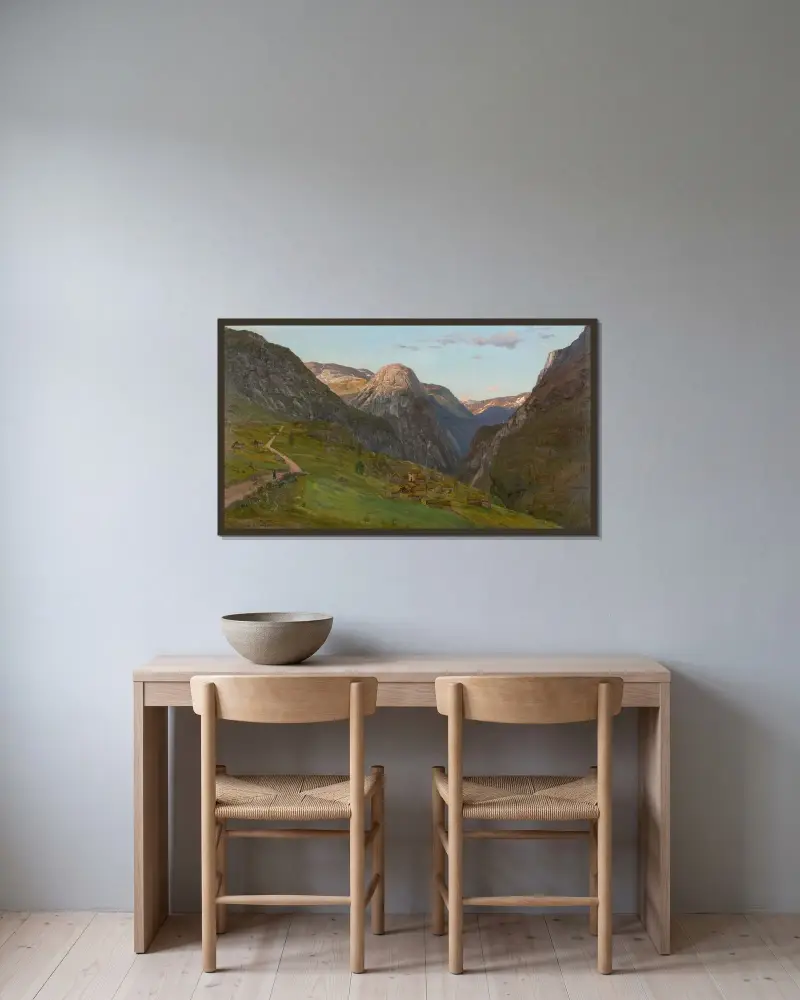 Fra Stalheim av Amaldus Nielsen inramad på en vägg