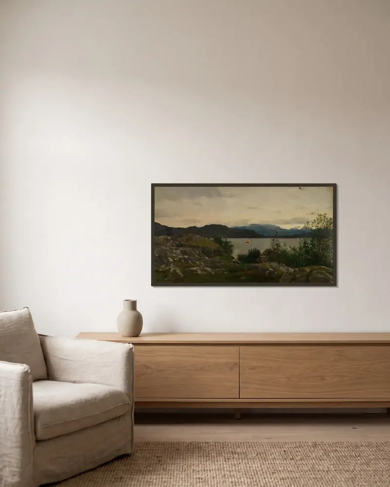 Gjermundshavn, Hardanger av Amaldus Nielsen inramad på en vägg