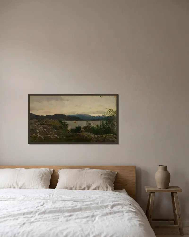 Gjermundshavn, Hardanger av Amaldus Nielsen inramad på en vägg
