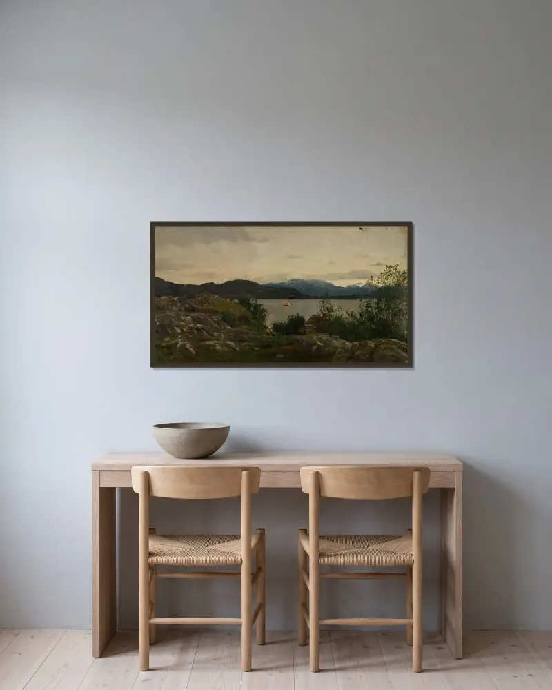 Gjermundshavn, Hardanger av Amaldus Nielsen inramad på en vägg