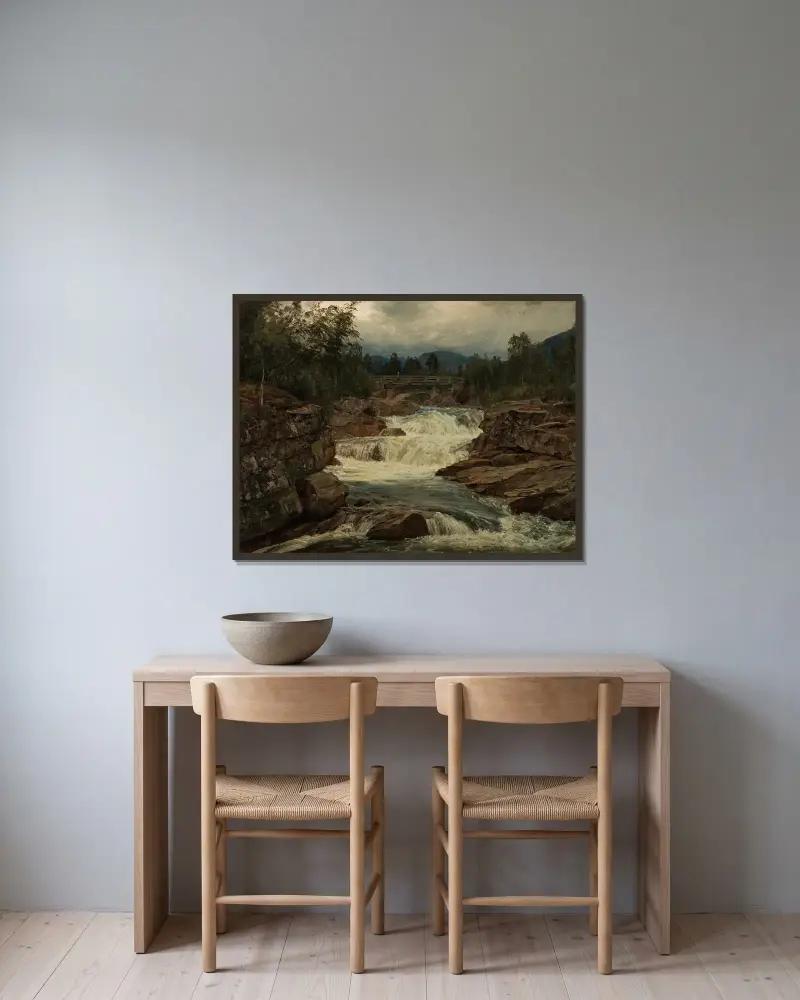 Hornindalsfossen, Nordfjord av Amaldus Nielsen inramad på en vägg