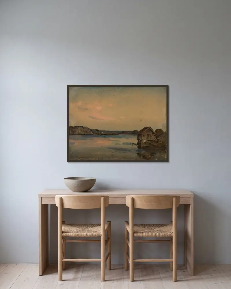 Kattehåle, Lindesnes av Amaldus Nielsen inramad på en vägg