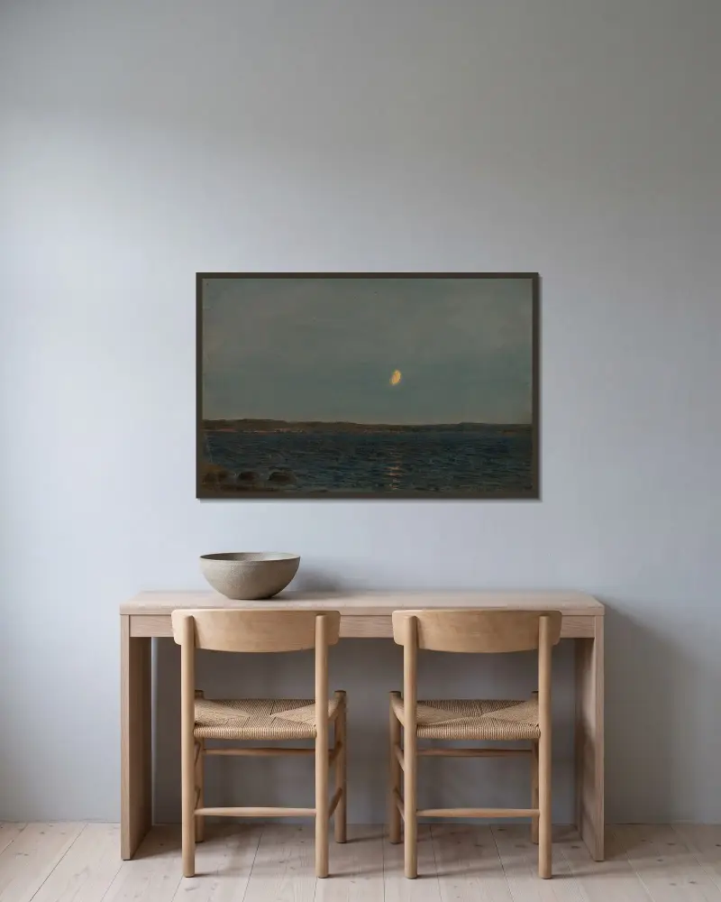 Måneskinn, Hvaler av Amaldus Nielsen inramad på en vägg