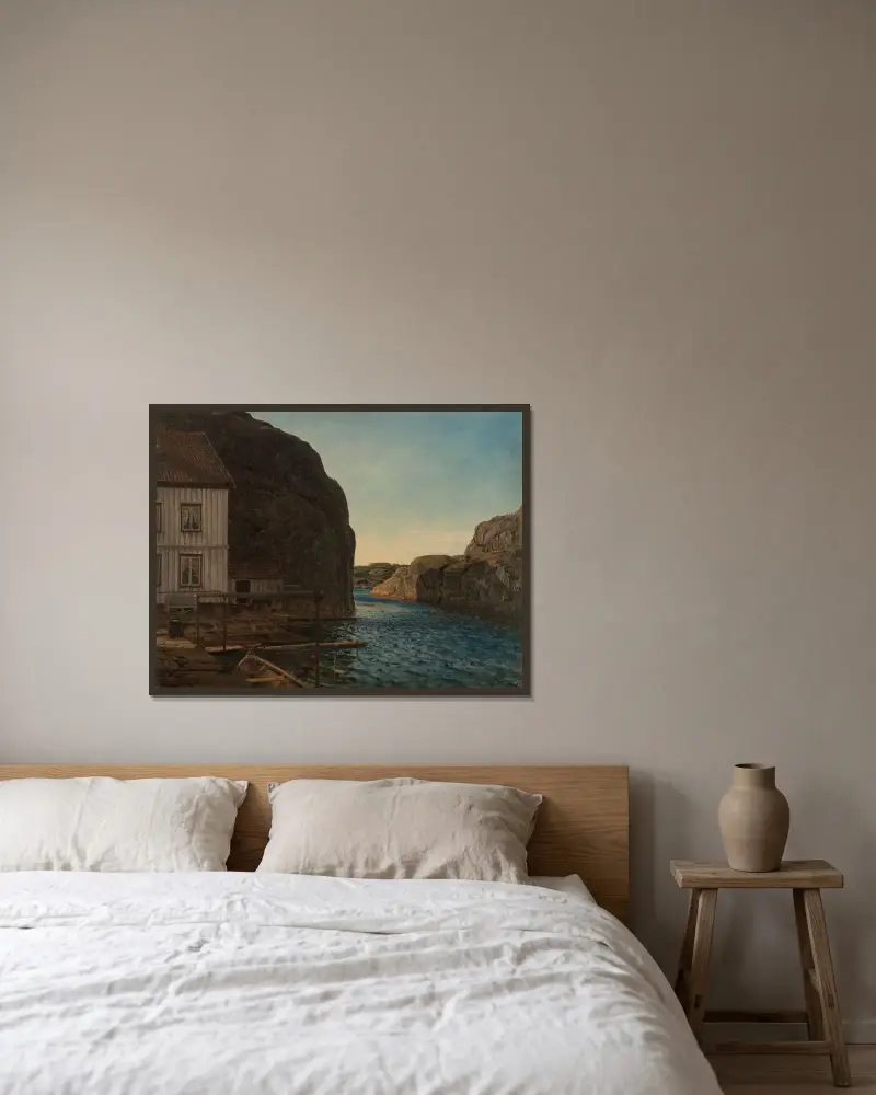 Olafsundet, Ny-Hellesund av Amaldus Nielsen inramad på en vägg