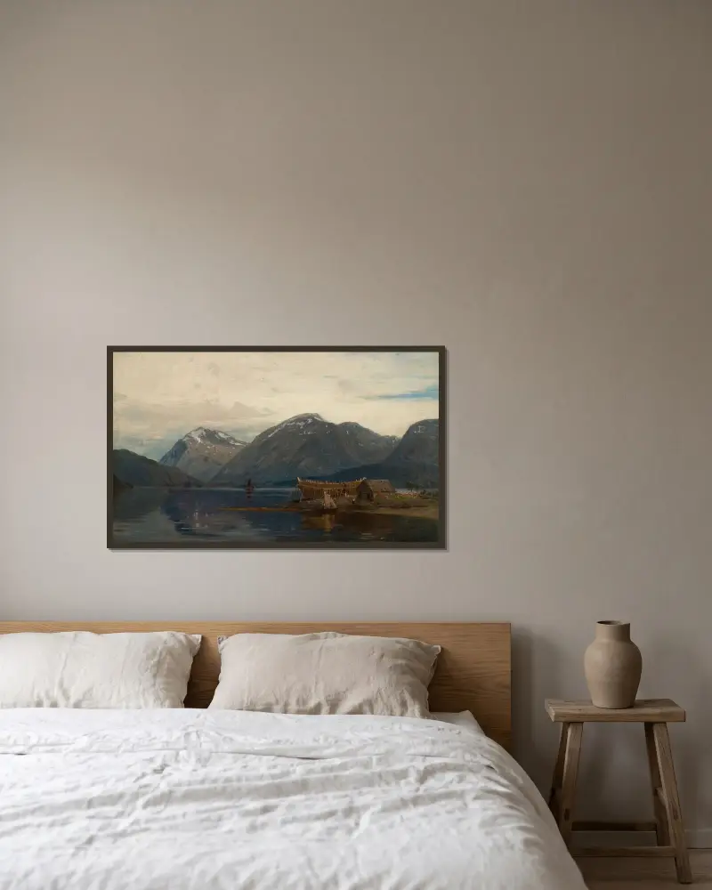 Ølve, Hardanger von Amaldus Nielsen gerahmt an einer Wand