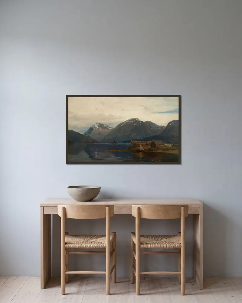 Ølve, Hardanger von Amaldus Nielsen gerahmt an einer Wand