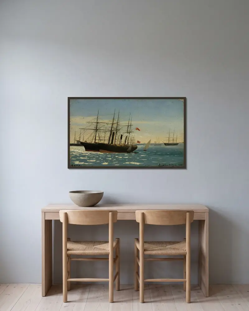 På reden, Cadiz av Amaldus Nielsen inramad på en vägg