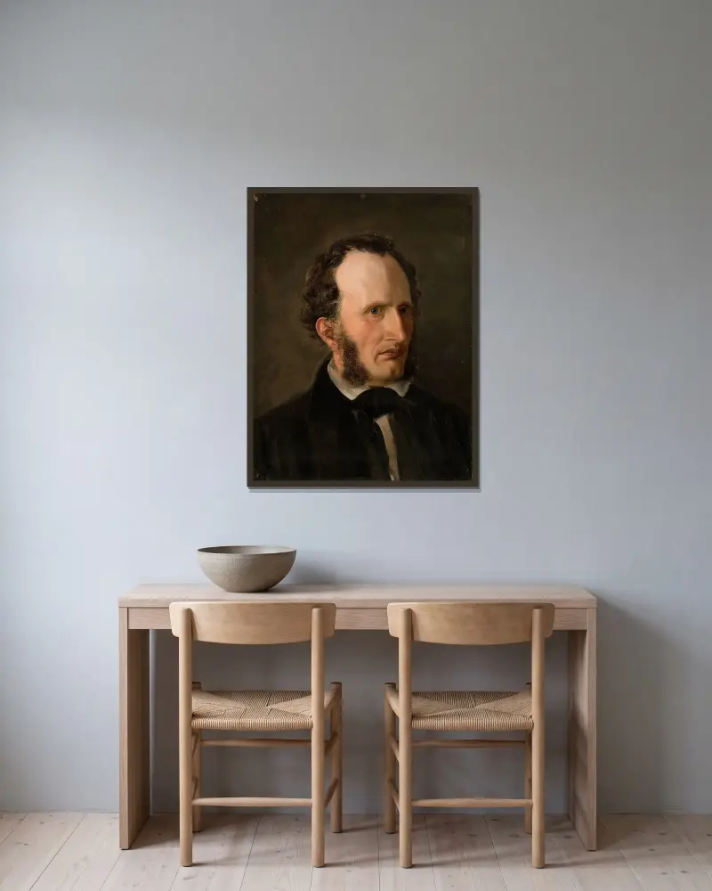 Porträtt av konstnärens bror Harald av Amaldus Nielsen inramad på en vägg