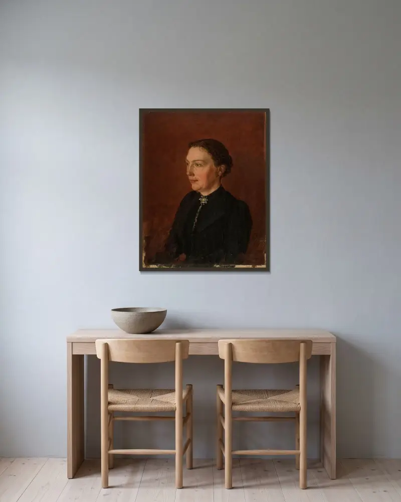 Porträt von Amaldus Nielsen gerahmt an einer Wand