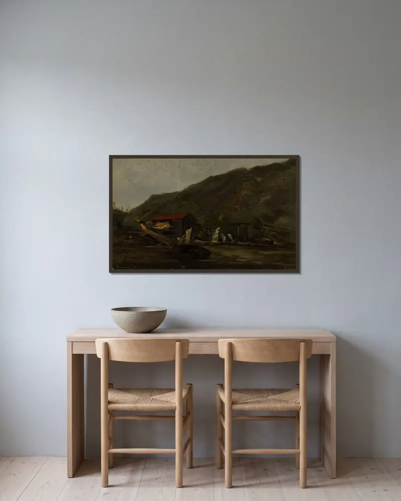 Regenstimmung, Mandal von Amaldus Nielsen gerahmt an einer Wand