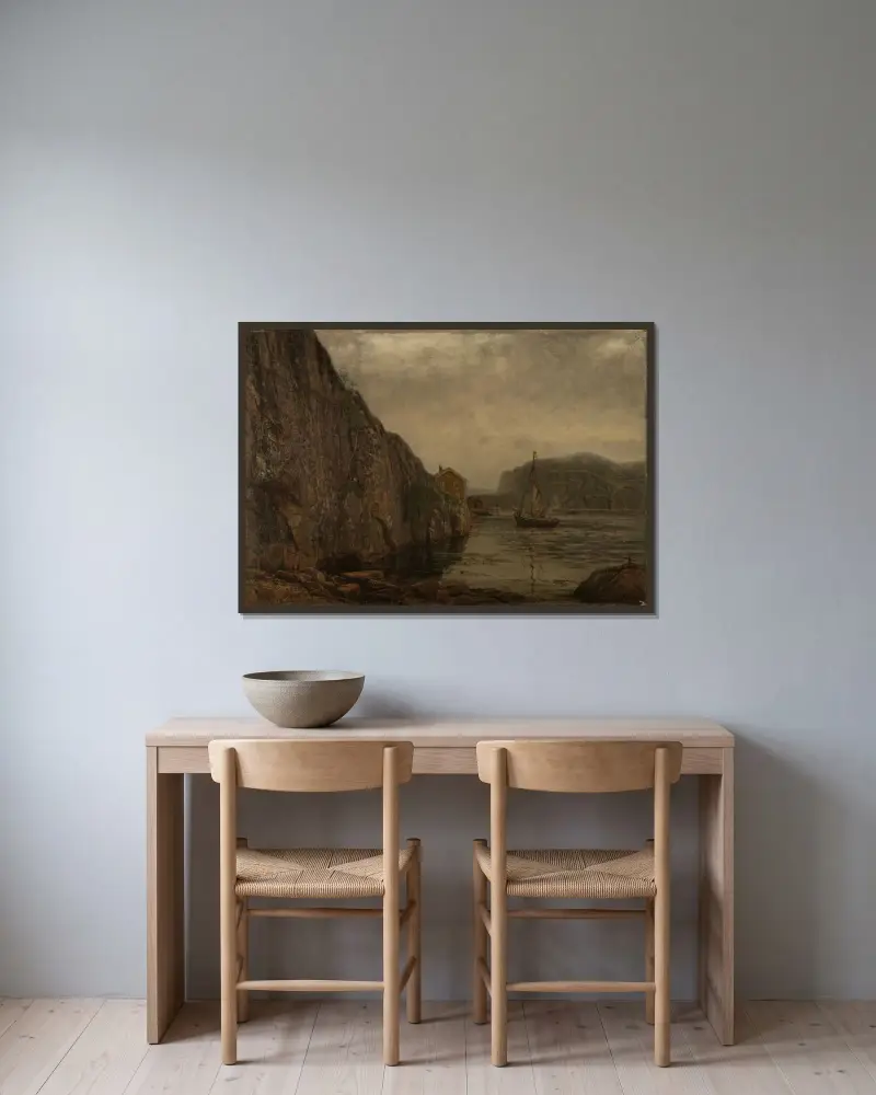 Skjærgård, Ny-Hellesund av Amaldus Nielsen inramad på en vägg
