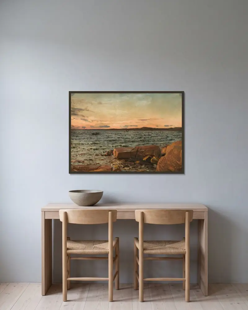 Solgangsvind, Hvaløene av Amaldus Nielsen inramad på en vägg