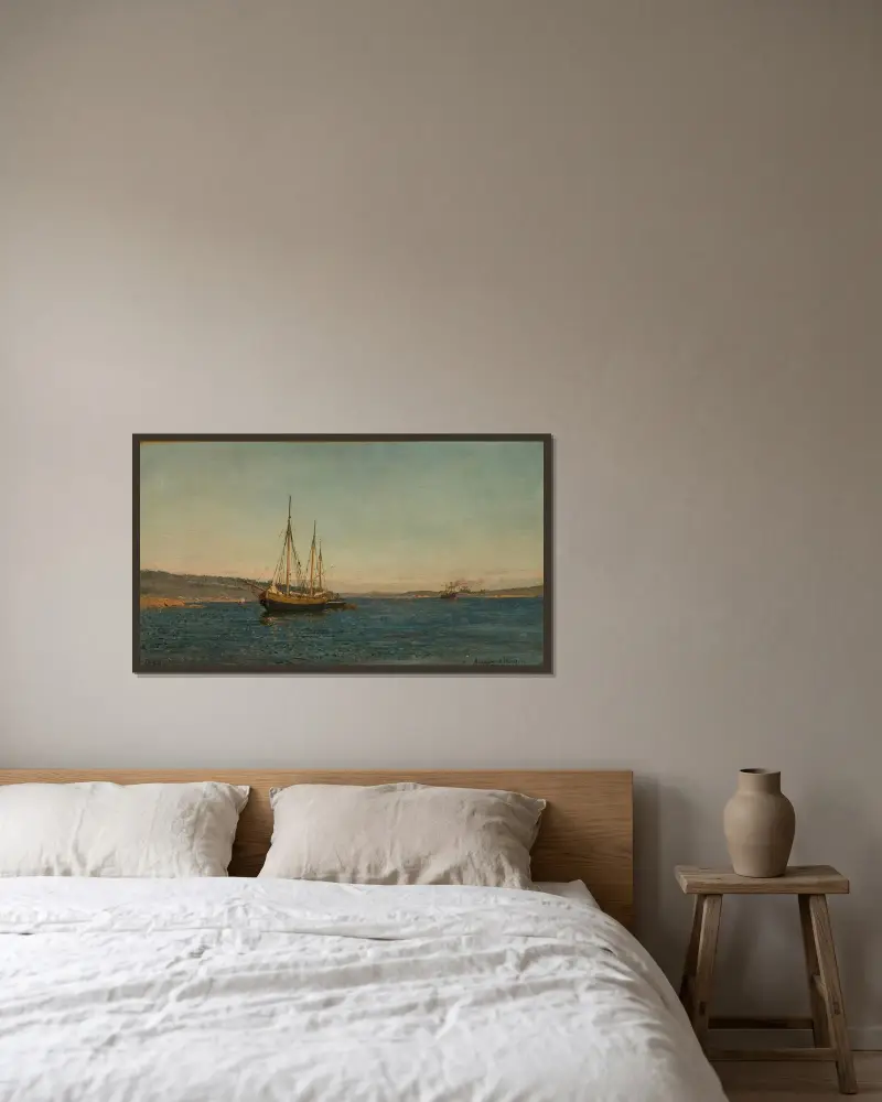 Svenske fiskere, Hvaler av Amaldus Nielsen inramad på en vägg