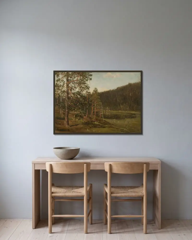 Tjärn, Levanger av Amaldus Nielsen inramad på en vägg