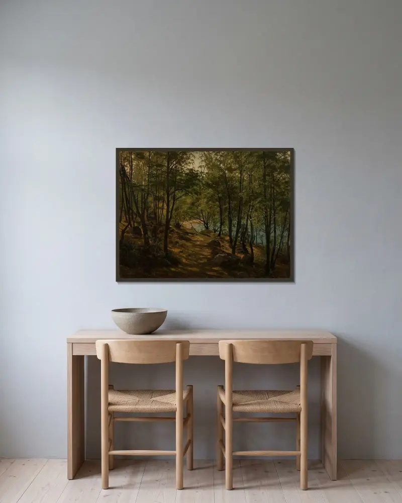 Ulvegjelskogen, Mandal av Amaldus Nielsen inramad på en vägg