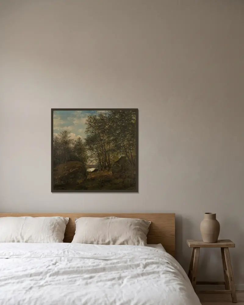 Ulvegjelskogen, Mandal av Amaldus Nielsen inramad på en vägg