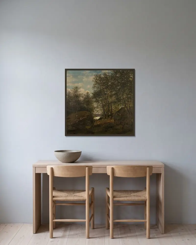 Ulvegjelskogen, Mandal av Amaldus Nielsen inramad på en vägg